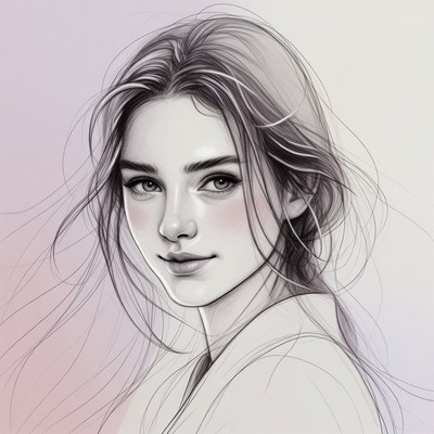 Beautiful woman with flowing hair