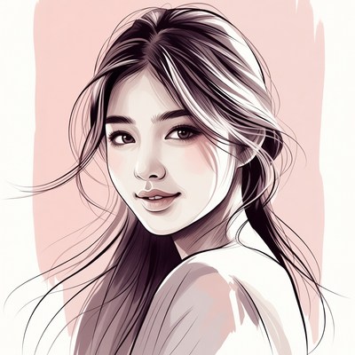 Beautiful Asian woman portrait illustration