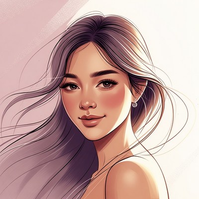 Beautiful Asian woman portrait illustration