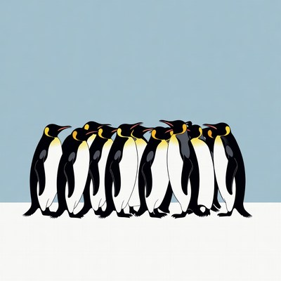 Group of Emperor Penguins Standing