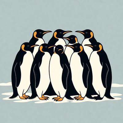 Group of Penguins Illustration