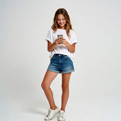 Teen girl using smartphone