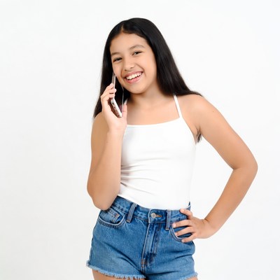 Latino girl talking on phone
