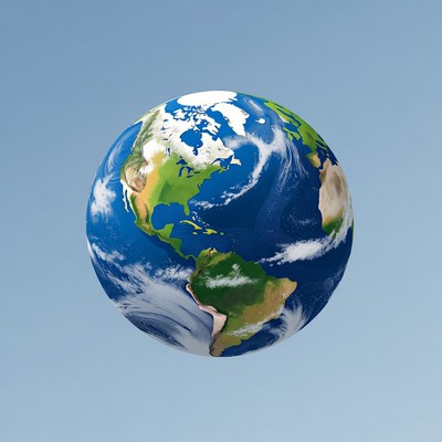 Earth planet on blue background