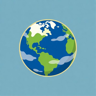 Earth Globe on Blue Background