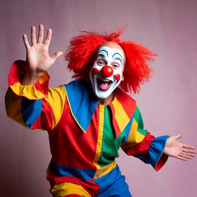 Clown waving with big smile