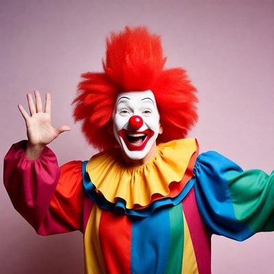 Clown waving with big smile