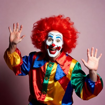 Clown waving with red hair