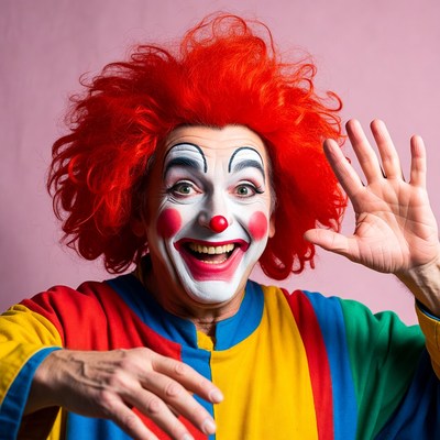 Clown waving with big smile