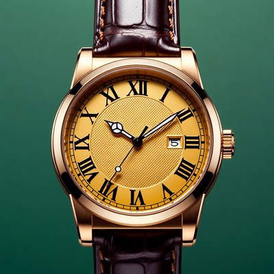 Gold Roman numeral watch on leather strap
