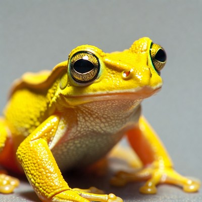 Yellow tree frog on gray background
