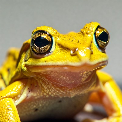 Yellow tree frog close-up