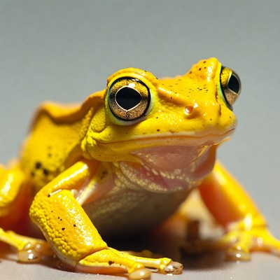 Yellow tree frog close-up