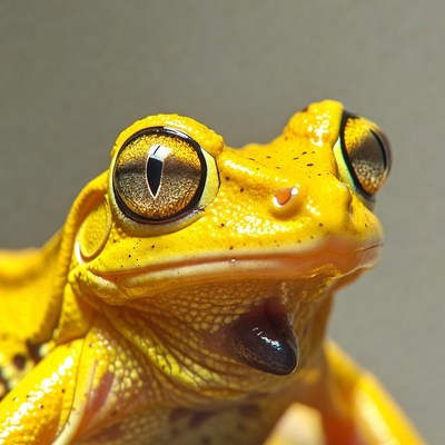 Yellow tree frog close-up