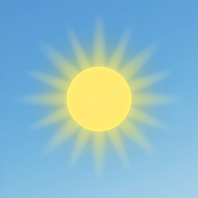 Bright sun in blue sky