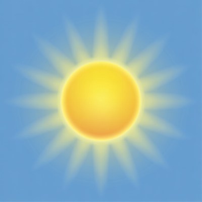 Bright yellow sun on blue sky