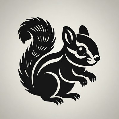 Black Silhouette Squirrel Illustration