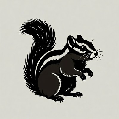 Black silhouette chipmunk standing