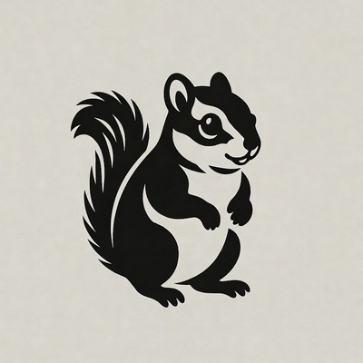 Cute black and white chipmunk illustration