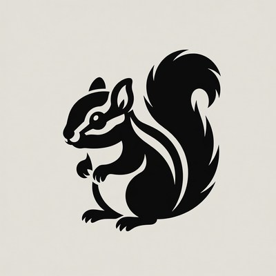 Black silhouette of striped squirrel