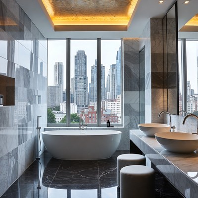 Luxury Bathroom with City View