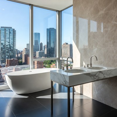 Luxury Bathroom with City View