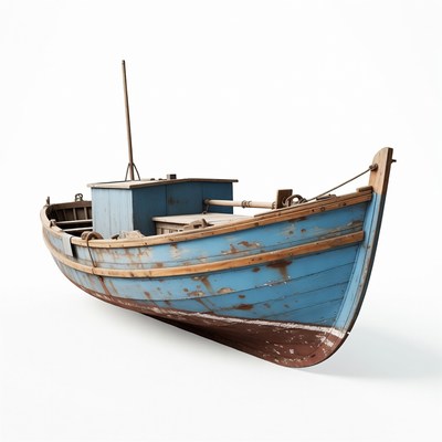 Rustic Blue Fishing Boat