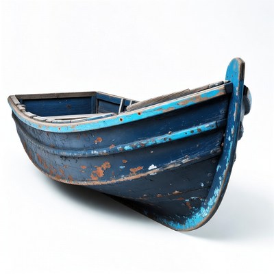 Rustic Blue Wooden Rowboat