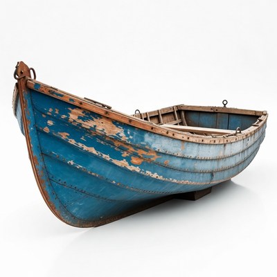 Rustic Blue Wooden Rowboat