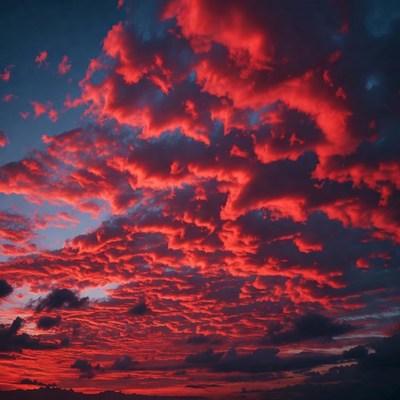 Red and Blue Sunset Clouds