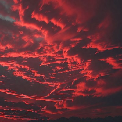 Vibrant Red Sunset Clouds