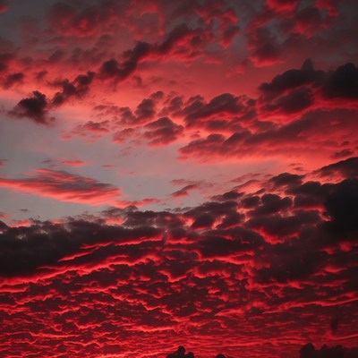 Vibrant Red Sunset Clouds