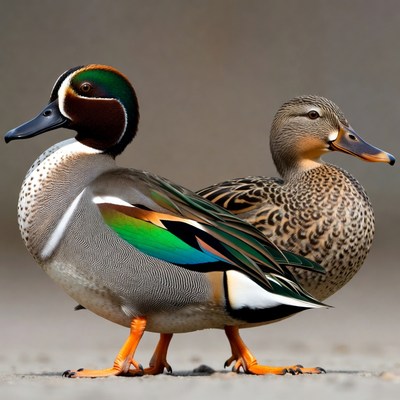Male and female mandarin ducks