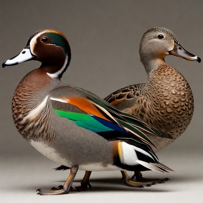 Mandarin Duck and Female Mate