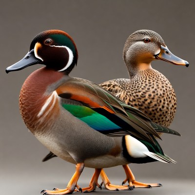 Male and Female Mandarin Ducks