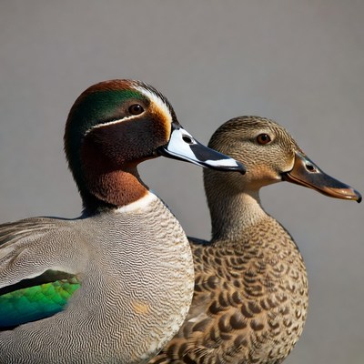 Male and female mallard ducks
