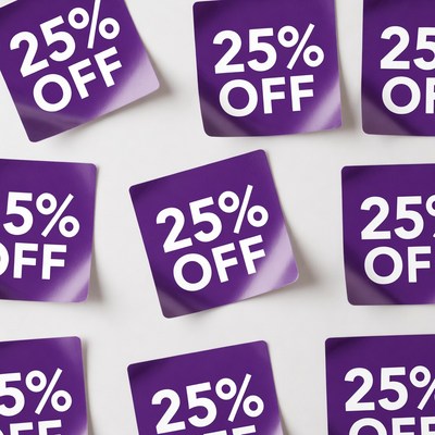 Purple 25% Off Sale Stickers