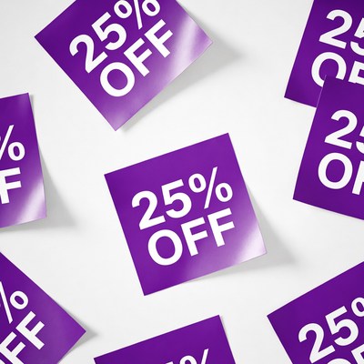 Purple 25% Off Sticky Notes