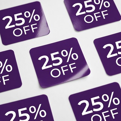 Purple 25% Off Sale Stickers