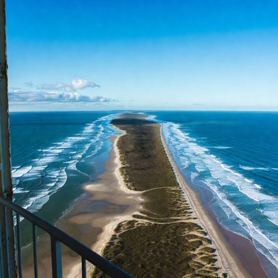 Aerial View of Narrow Sandy Island