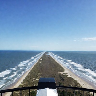 Aerial View of Narrow Sandy Island