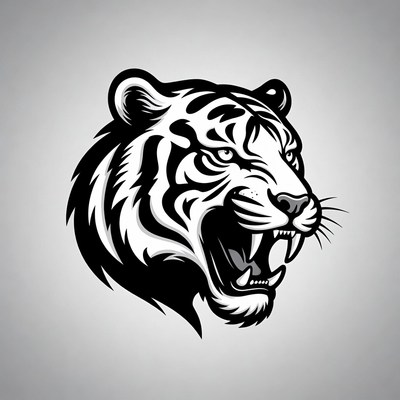 Roaring Tiger Head Illustration