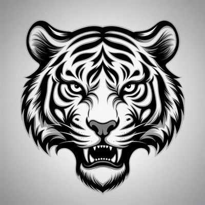 Roaring Tiger Head Illustration