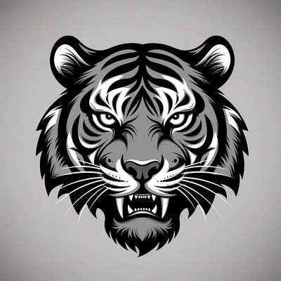 Roaring Tiger Head Illustration