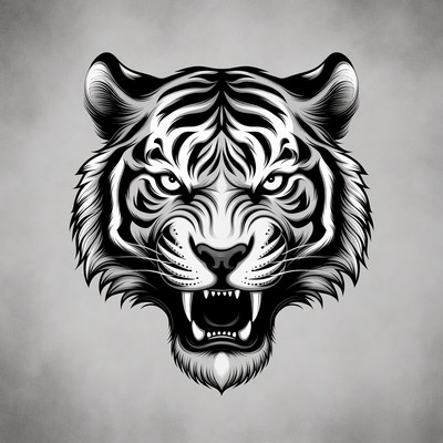 Roaring Tiger Head Illustration