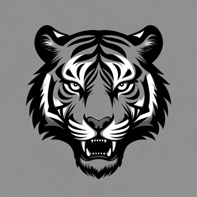 Roaring Tiger Head Illustration