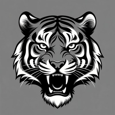 Roaring Tiger Head Illustration