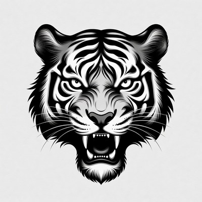 Roaring tiger head illustration
