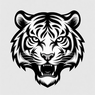 Roaring Tiger Head Illustration