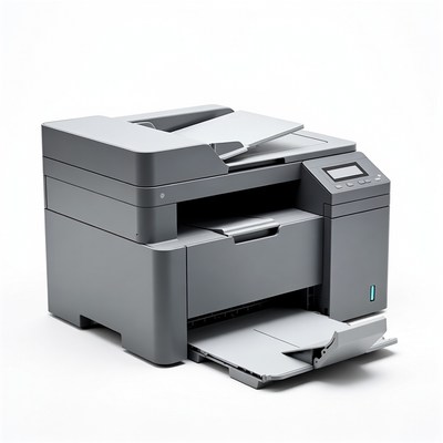 Gray Multifunction Printer on White Background